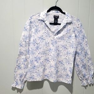 Polo Jean's Co. Ralph Lauren, Medium, white stamp blue blouse.